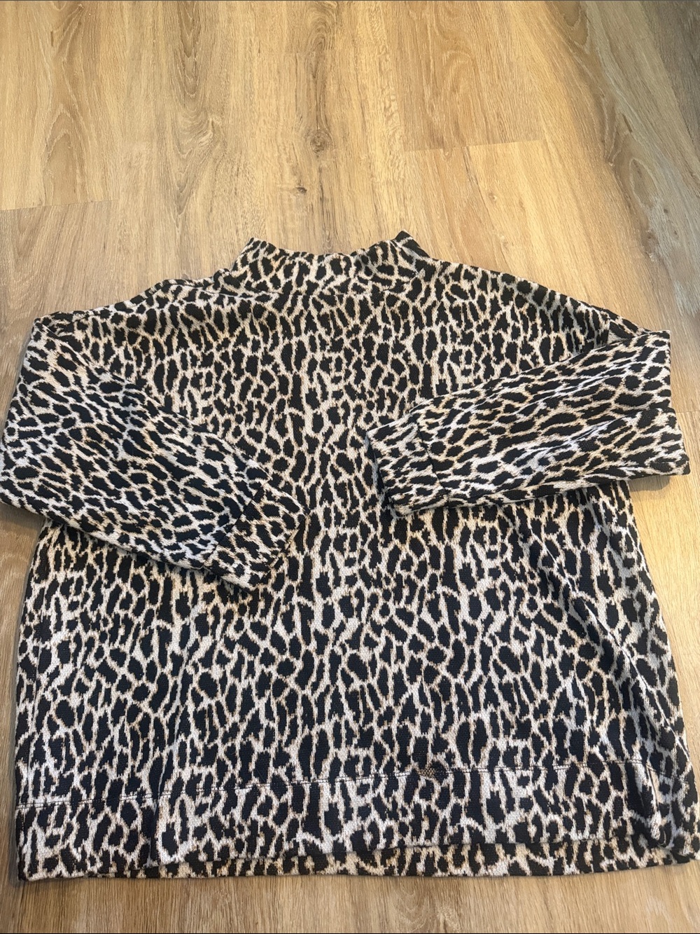 LOFT Leopard Print Mock Neck Sweater in Black and Tan